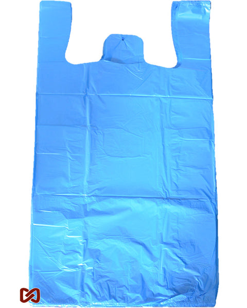 Blue Plastic Carrier Bags 25 Micron, Macfarlane Packaging